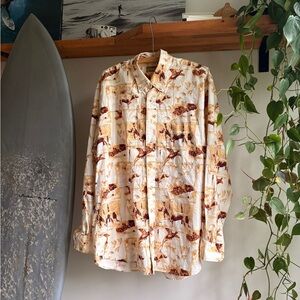 Vintage Cowboy Buttom down western MEN’s XL wildlife